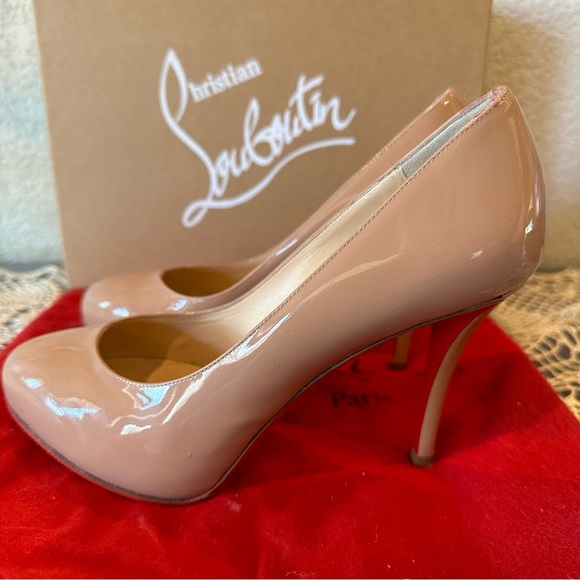 Christian Louboutin Nude Patent Argotik 100 Pumps - Picture 6 of 13